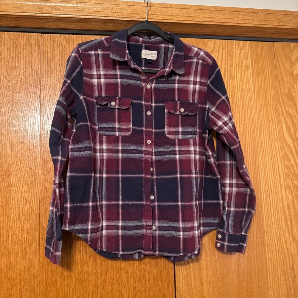 Universal Thread Burgundy and Navy Plaid Shirt